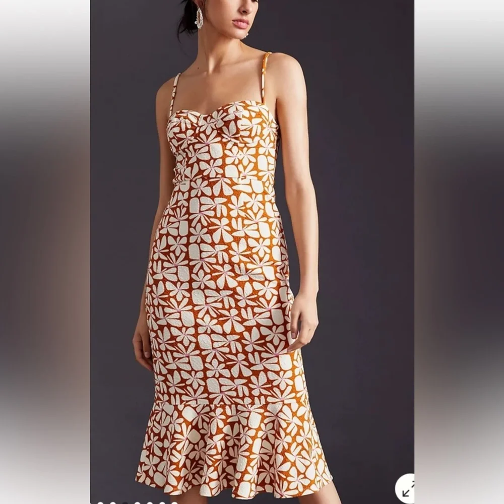 Hutch Floral Slim Midi Dress Anthropologie - Picture 2 of 4